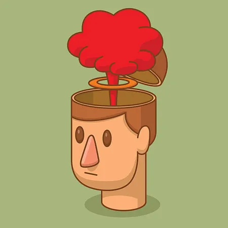 Cartoon man with his head exploding